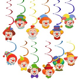 OFFCUP 12pcs Clown Party Hanging Swirl Decorations, Clown Theme Ceiling Window Wall Decorations, Party Spiral Streamers Decorations for Festival Party Holiday Decorations Supplies
