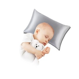 ROSEWARD Organic Silk Baby Pillowcase with Zipper, Small 10"x13" Pillow Cover for Boys & Girls, Ideal for Bed & Travel, Soft for Kids Hair & Skin, Hypoallergenic Pillowcases for Toddlers (Grey)