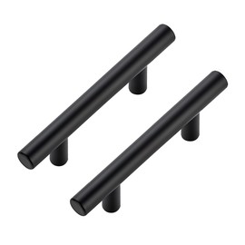 JOY DECOR 10 Pack Cabinet Handles, Black Cabinet Pulls, 3 in Hole Center Kitchen Hardware, Stainless Steel T Bar Handles for Dresser Drawers