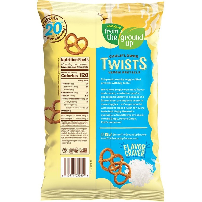 Real Food From The Ground Up Vegan Cauliflower Pretzels, Gluten