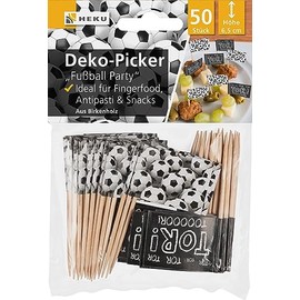 Heku - 50 Decorative Picks Football Party 6.5 cm