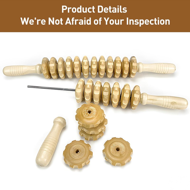 Kootinn Manual Wooden Fascia Massage Roller Trigger Points for Release