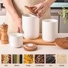 CoorFormer White Ceramic Canister Set with Bamboo Lids, 3-Piece Airtight