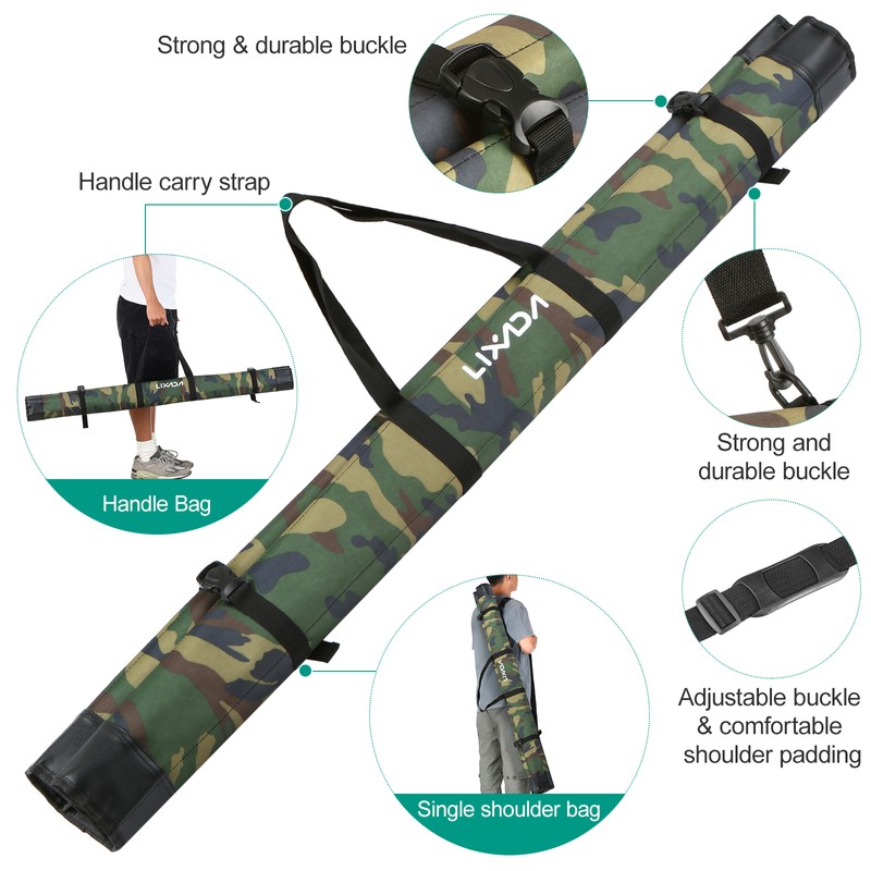 Lixada Fishing Rod Case Portable Soft Case Folding Pole Storage