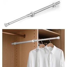 Valet Rods for Closets, Adjustable Closet Rods for Hanging Clothes, Valet Rod for Closet Pull Out, Heavy Duty Closet Valet Rod for Bedroom, Laundry, Wardrobe Organization (Silver)