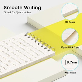 BEYONG Small Pocket Notebook Journal, Mini Notepad Spiral Notebooks for Work School (White, 3x5)