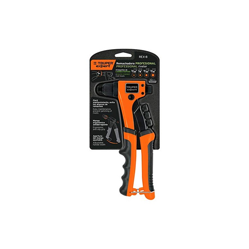Truper Expert REX-8, Remachadora profesional 8" sistema de presión ajustable