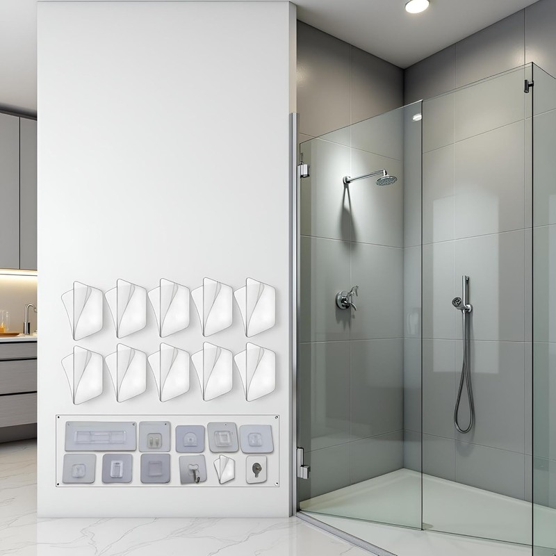 Jowxsx 10Pcs Transparent Wall Mounted Replacement Sticky Pads Shower Caddies