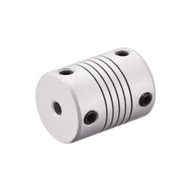 sourcing map 5 Pieces 4 mm to 4 mm Aluminium Alloy Rod Flexible Coupling Motor Plug Connection L25 x D19 Silver