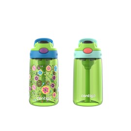 Contigo Autospout Water Bottle, 14oz (Pack of 2), Cool Lime (Donuts GFX) Cool Lime/Jade Vine