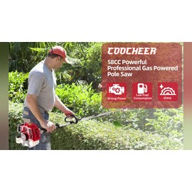 Coocheer Pole Saw Gas Powered 58CC 2-Cycle Pole Chain Saw 11.5 inch Cutting Bar Long Tree