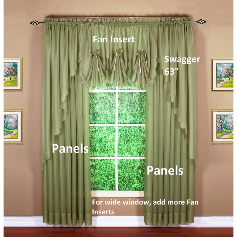 Today's Curtain Emelia Original Voile Panel 90", Dusty Leaf, 60"