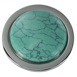 Quiges Interchangeable Coin 33 mm Silver-Plated with Glass / Natural Stone in Various Colours, Stone, Turquoise