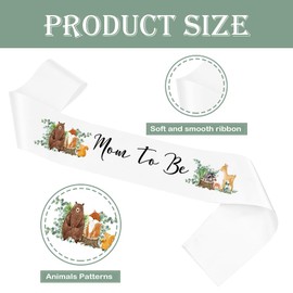 Woodland Creatures Baby Shower Sash Mom to Be & Daddy to Be Corsage Party Set Welcome Baby Decorations, 4 PCS Baby Shower Sash for Mom to Be, Baby Shower Party Favors, Flower Crown Gender Reveals