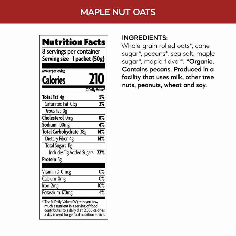 Nature's Path Organic Maple Nut Instant Oatmeal, 14 oz (Pack