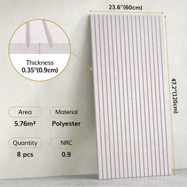 TONOR 8 Pack Large Acoustic Panels,47.2" X 23.6" X 0.35" Acoustical Wall Panel, Self-Adhesive Sound Proof Panels, Decorative Soundproof Wall Panels for Echo Absorption for Home Studio, Light Camel