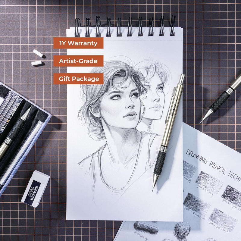 Nicpro 0.5 mm Art Mechanical Pencil Set in Storage Case,
