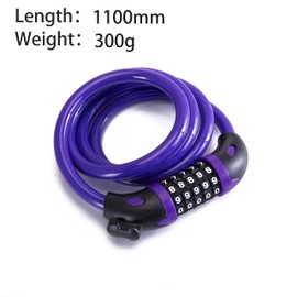 Bike Lock Bicycle Lock Chain ，5-digit Combination Lock Core Steel Wire Bike Lock Security&Portable Bicycle Locks,1.1m x 1/2 inch (purple)