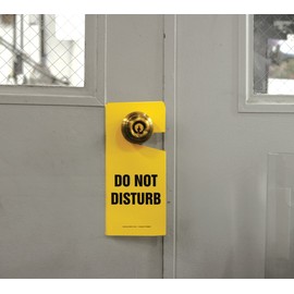 Accuform TAD834 Standard Door Knob Hanger Tag, Legend"DO NOT Disturb", 9" Length x 4" Width x 0.015" Thickness, RP-Plastic, Black on Yellow (Pack of 10)