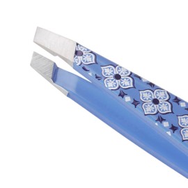 TWEEZERMAN Pinzette Mini Version mit Handgefeilter Abgeschrägter Spitze zum Augenbrauenzupfen, Lisbon Sea