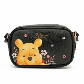 Wondapop - Winnie the Pooh Designer Series Double Zipper Crossbody/Shoulder Bag, Black, A25227