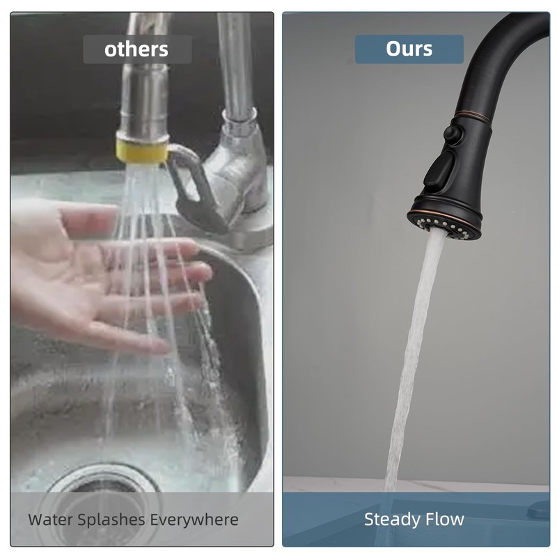 iFealClear Universal Pull Down Kitchen Faucet Spray Head, Three Function