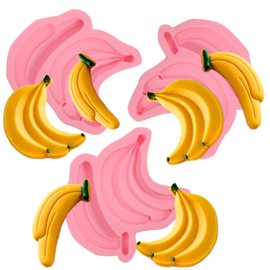 nklbio 3 Pcs Banana Candy Fondant Mold, Fruit Chocolate Silicone Mold, for Cupcake Toopers Kitchen Baking Bread Biscuit Making Mousse Almond Sugar Plaster Clay Resin
