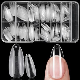 Lifextol 240pc Almond Gel x Nail Tips Medium Fake Nails for Press on Nails Clear Acrylic Nails Tips, 12 Size Full Cover Nail tips Almond Soft Gel Nail Tips False Nails Extension Artificial Fingernail