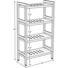 Anthology Spa Asta 4-Tier Free Standing Rectangular Bathroom Storage Shelf Rack Pure White