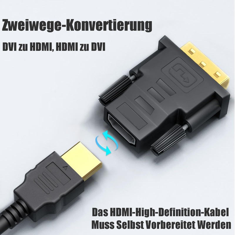 Leloco Bi-directional DVI to HDMI Adapter 3 Pieces HDMI Female
