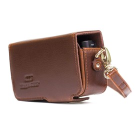 MegaGear Leather Camera Case with Strap Compatible with Sony Cyber-shot DSC-RX100 VII, ZV-1, DSC-RX100 VI, DSC-RX100 V, DSC-RX100 IV, DSC-RX100 III, DSC-RX100 II - Dark Brown