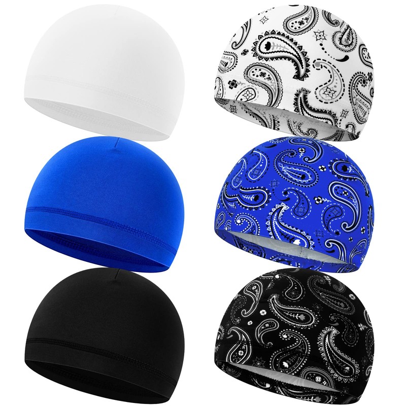 Haysandy 6 Pcs Cooling Skull Cap Motorcycle Helmet Liner Men