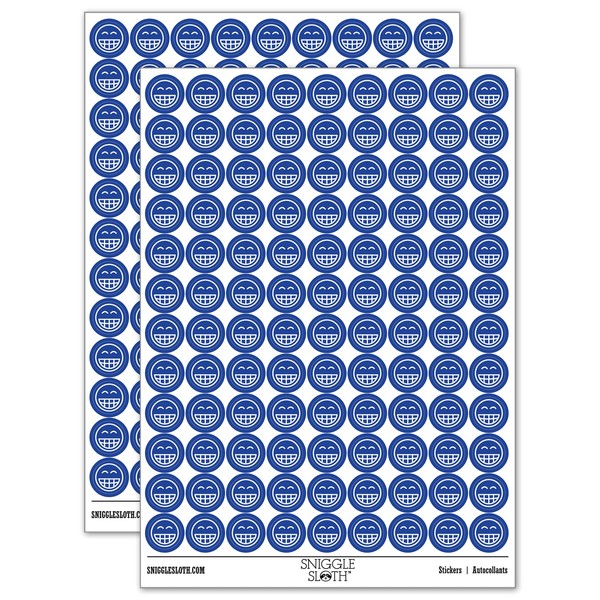 Happy Face Big Smile Teeth Grin Emoticon 200+ Round Stickers