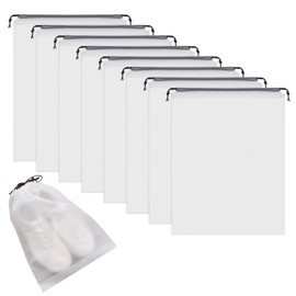 10Pcs Shoe Bags for Travel, Portable Men's and Women's Drawstring Bags Small, Shoe Bag for Storage, Multifunctional Waterproof-White Transparent