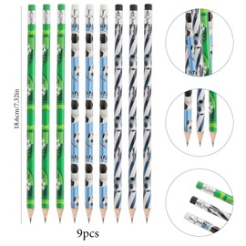 WACH AUF 15 Pieces Football Bookmark Magnetic + 9 Pieces Football Pencils + 9 Pieces Children's Eraser, Magnetic Football Bookmark Page Marker for Party Bags Football School Birthday Boy