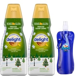 International-Delight Liquid Coffee Creamer.- Two (2) 32 fl oz Bottles of Smooth & Creamy Delightful Coffee Creamer and Candy Freezer Collapsible Water Bottle (Frosted Sugar Cookie) - Bottle