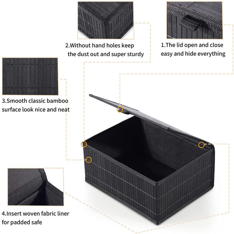 Honygebia Bamboo Decorative Storage Boxes - Set of 3 Woven