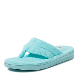 Dearfoams Women's Melanie Terry Thong Slipper, Aruba Blue, 7-8