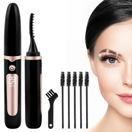 BUTBU Beheizte Wimpernzange, Elektrische-Wimpernzange, mit 3 Temperaturmodi, Schnelles Aufheizen Wimpernkamm, LED Display Wimperncurler Beheizt, Make-up Werkzeug für Frauen und Mädchen