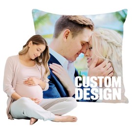 maizi Pregnancy Support Pillow Custom Design 34x34 Inch Square Maternity Pillow with Custom Photo and Message, Satin Pillowcase (Blessing)