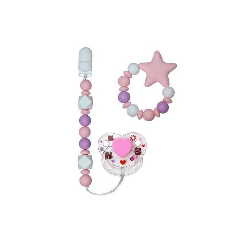 Juego de pulsera de clip para chupete con chupete magnético,