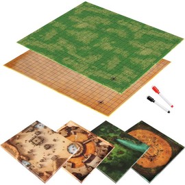 DND Foldable Mat Dry Erase TTRPG Map Grassland & Desert Two-Sided Cardboard Terrain 27x23 Inches with Square Grid - Portable, Reusable Game Board for D&D, Pathfinder and Tabletop RPGs (Style A) - Style: Style A