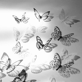 New12pcs 3D Butterfly Wall Stickers Art Decal Home Room Decorations Decor (Black & White)