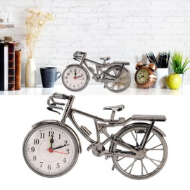 Ejoyous Metal Vintage Bicycle Clock Lifelike Vintage Decorative Ornament Compact Table Alarm Clock for Home, Dorm, Office