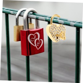 Operitacx 3sets 2pcs Heart Shaped Rhinestone Lock Decorative Metal Love Padlocks with Keys for Jewelry Boxes Luggage Diaries Handbags Unique Present for Couples and Friends 2pcs*3