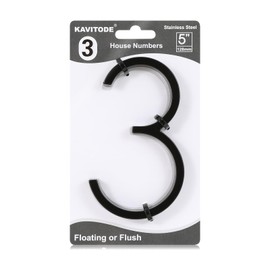 5" Floating Stainless Steel House Number,Modern Metal House Numbers,Decorative Number for House,Brick Wall,Mailbox Post with Nail Kit, 911 Visible,Coated Black (3)