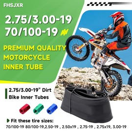 FHSJXR 2.75/3.00-19 Dirt Bike Inner Tube 70/100-19 Heavy Duty Inner Tubes for CRF100F 150F 450R KX Surron Light Bee X Segway X160/X260 UltraBee Talaria Off Road Motorcycle with TR4 Valve Stem
