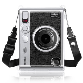 Rieibi Kameratasche für instax Mini EVO – Crystal PVC Schutzhülle für instax Mini EVO Kameratasche – Hartschalenkoffer mit abnehmbarem Schultergurt – Transparent