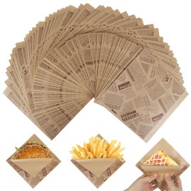 150 Stück Burger Papier Deli Papierblätter Wrap Papier Burger Tüten Sandwich Papier Sandwich Tüten Snacktaschen Pommes Papier für Korb, Verpackungspapier für Burger Sandwich Pommes Frites (15 x 15 cm)
