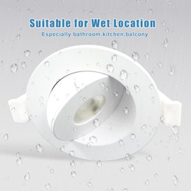 GCN LIGHT Gimbal 2700K/3000K/3500K/4000K/5000K Adjustable 3 Inch 6W 500LM Dimmable LED Recessed Pot Light, IC Rated LED Slim Panel/Downlight with Junction Box, (1 Pack)